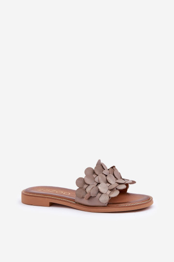 Zazoo 40381 moteriškos odinės plokščios basutės Taupe 2