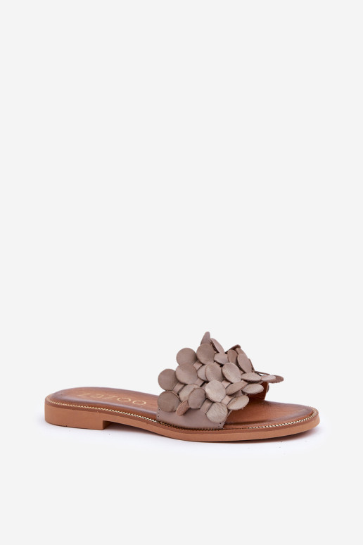 Zazoo 40381 moteriškos odinės plokščios basutės Taupe