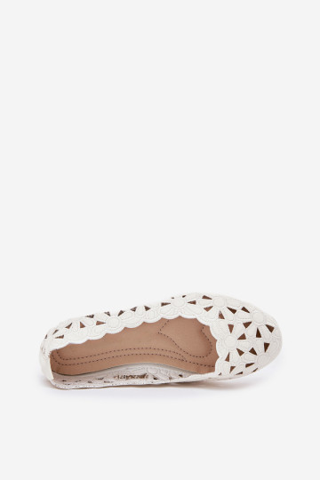 Ažūrinės balerinos vaikams su blizgučiais balta zindira