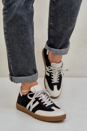 Zazoo N1068 odiniai žemakulniai sportbačiai moterims, juodi