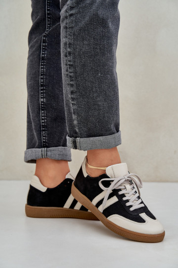 Zazoo N1068 odiniai žemakulniai sportbačiai moterims, juodi