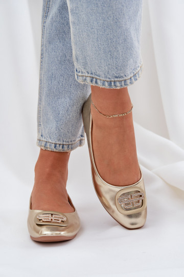 Plokščios balerinos su dekoracija Gold Ainoria