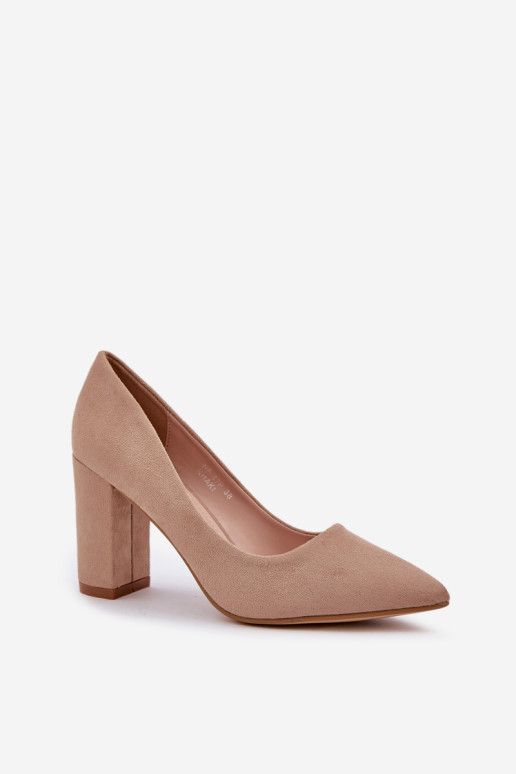 Moteriški pompos ant kulno Eco Suede Tamsiai smėlio spalvos Florena