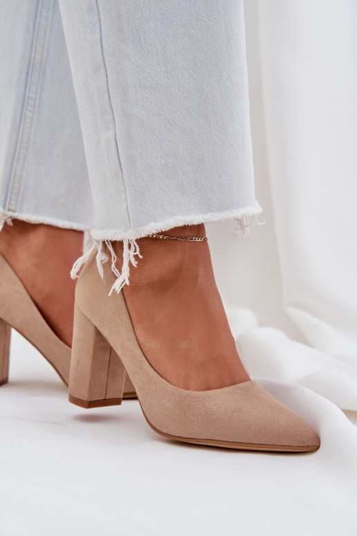 Moteriški pompos ant kulno Eco Suede Tamsiai smėlio spalvos Florena