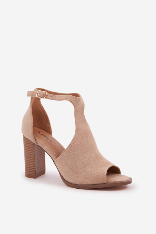 Aukštakulniai sandalai, pagaminti iš Eco Suede Beige Lanadriena