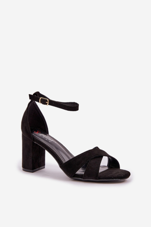 Sandalai su blokiniu kulnu, pagaminti iš Eco Suede Black Saniffia