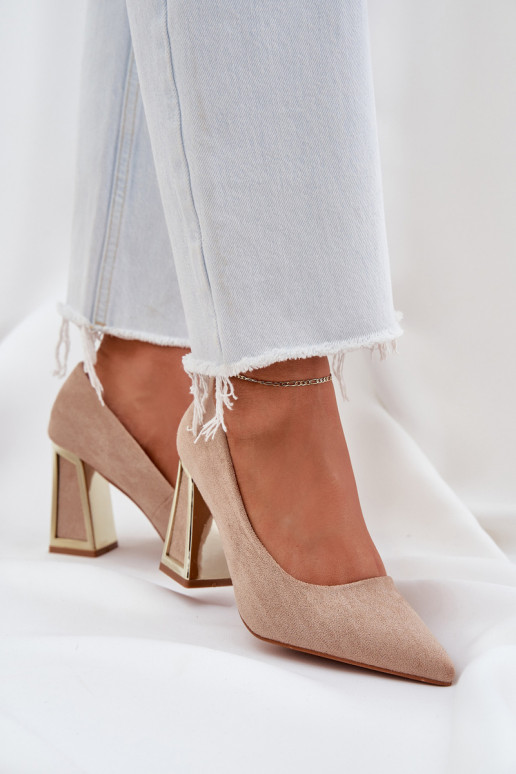 Elegantiški siurblys su smailiu kulnu Tamsiai smėlio spalvos netikri batai