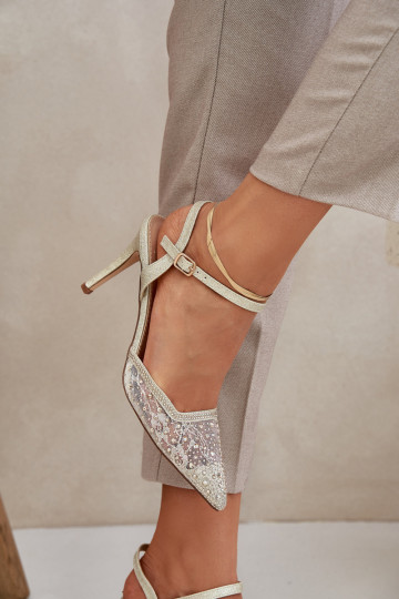 Dekoruoti atvirų pirštų siurbliai Gold Nanadra