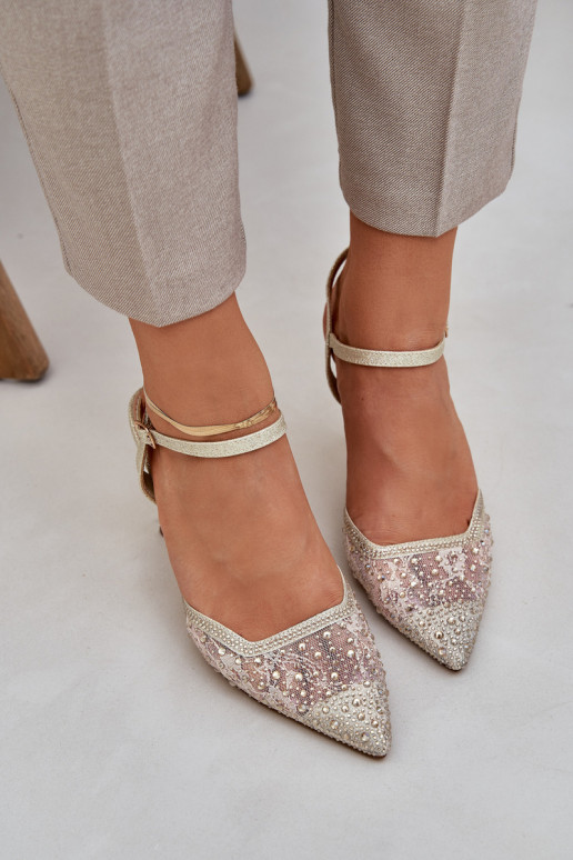 Dekoruoti atvirų pirštų siurbliai Gold Nanadra