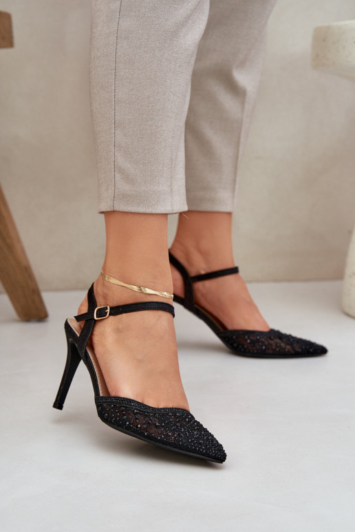Dekoruoti Open Toe Pumps Black Nanadra