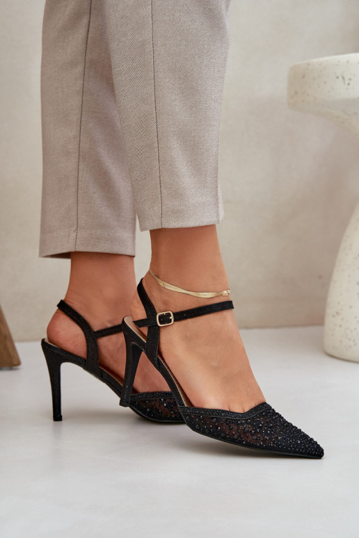 Dekoruoti Open Toe Pumps Black Nanadra