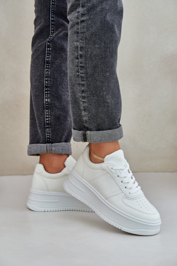 Klasikiniai sportbačiai iš ekologiškos odos ant platformos White Dorreia