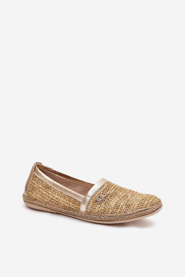 Elegantiškos odinės espadrilės su pynimu Zazoo 10178 Beige-Gold 2