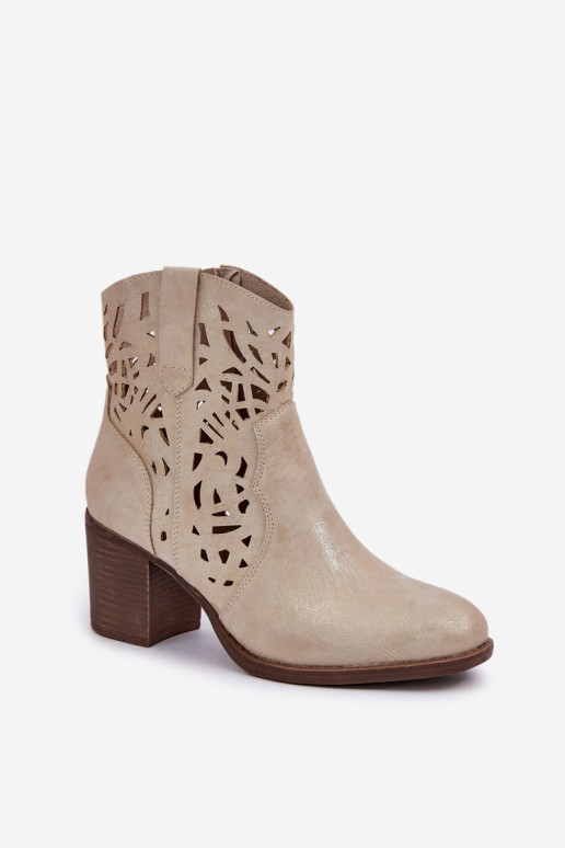 Ažūriniai kulkšnies batai su Block Heel Gold Nurissa