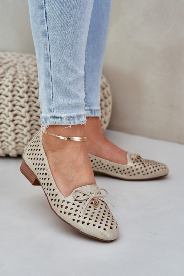 Ažūrinės balerinos su lanku Eco Leather Gold Relabra