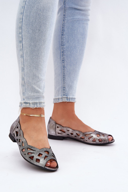 Atviro piršto balerinos Sidabrinės Calgis