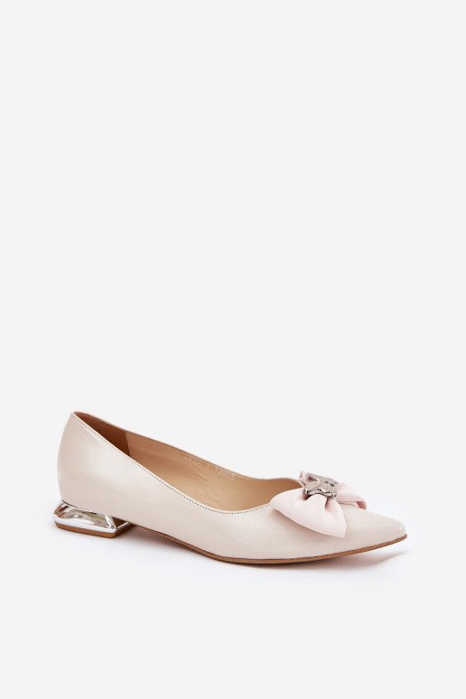 Elegantiškos moteriškos odinės balerinos su lankeliu Laura Messi 2893 Beige
