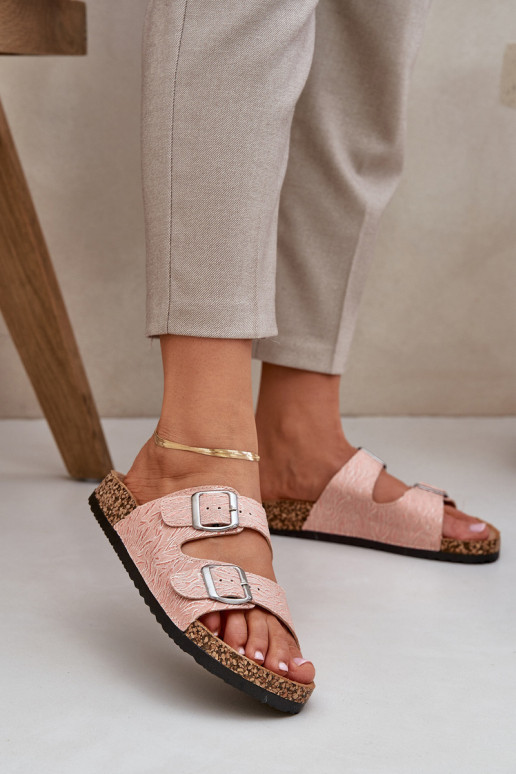 Audinys Flip-Flops su kamštiniais padais su sagtimis Pink Atera