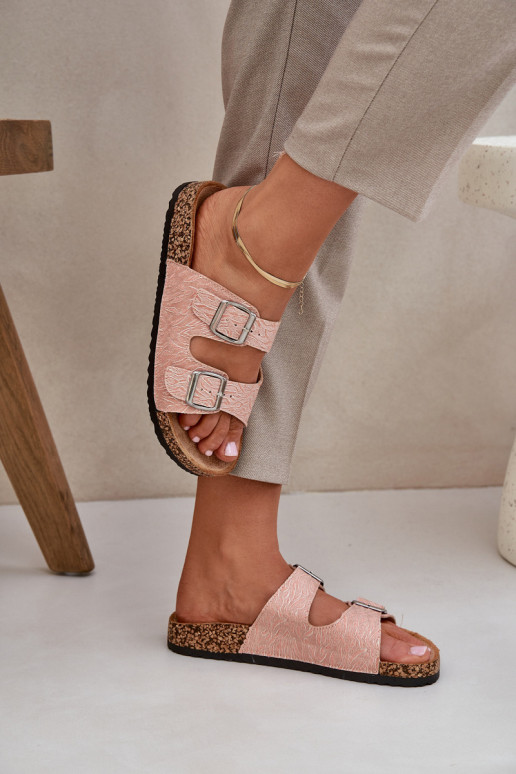 Audinys Flip-Flops su kamštiniais padais su sagtimis Pink Atera