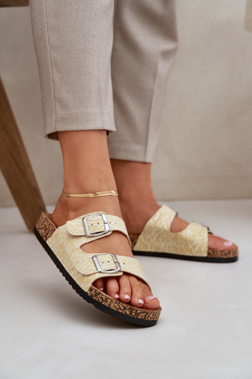 Audinys Flip-Flops kamštiniais padais su sagtimis Geltona Atera