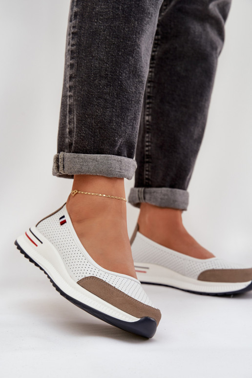 Odinės pleištinės balerinos Balta Nelviera