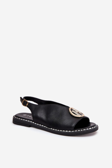 Plokšti elegantiški sandalai su puošmena Juoda Iseliria 2