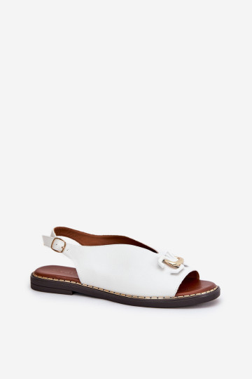 Plokščiakulniai sandalai su dekoracija Eco Leather White Tillireta 2