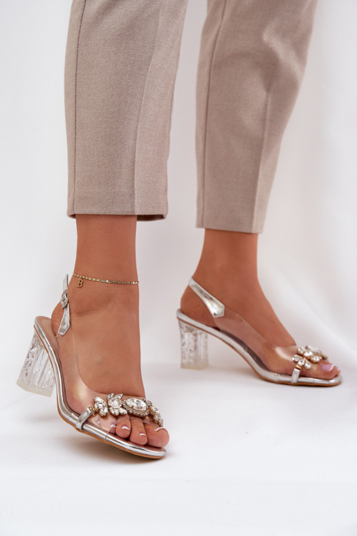 Elegantiški sandalai su papuošimais Sidabriniai D&A MR38-444