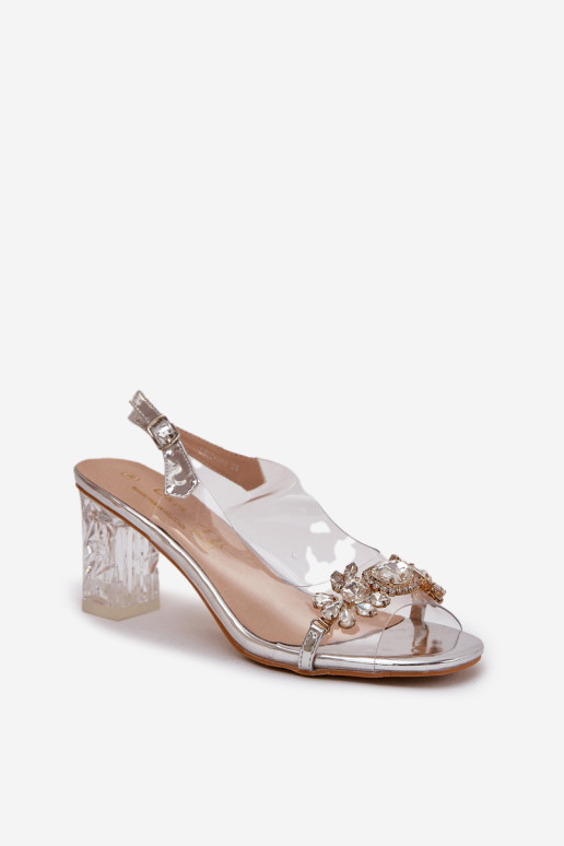 Elegantiški sandalai su papuošimais Sidabriniai D&A MR38-444