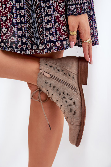 Žemi batai su ažūriniu raštu S.Barski HY51-185 Beige