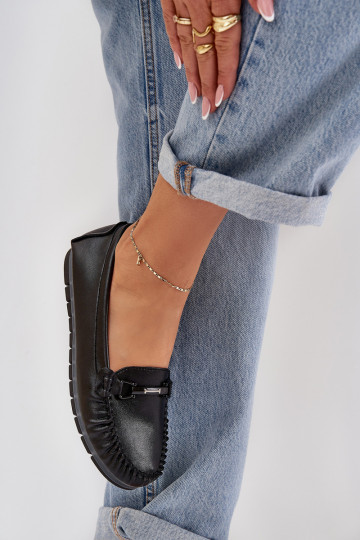 Plokšti odiniai batai su puošmena S.Barski LR51-547 Juoda