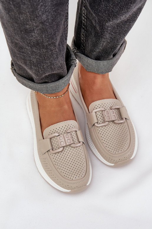 Moteriški odiniai platforminiai mokasinai S.Barski LR51-556 Beige