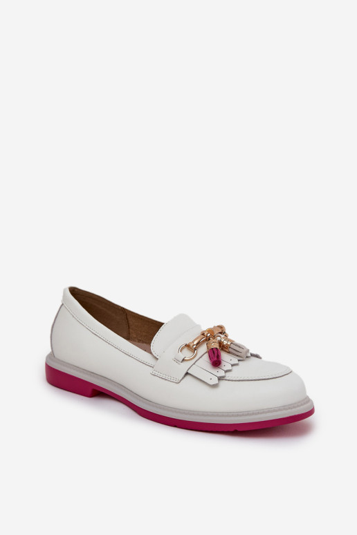 Odiniai Elegant Flat Loafers S.Barski LR51-768 Balta