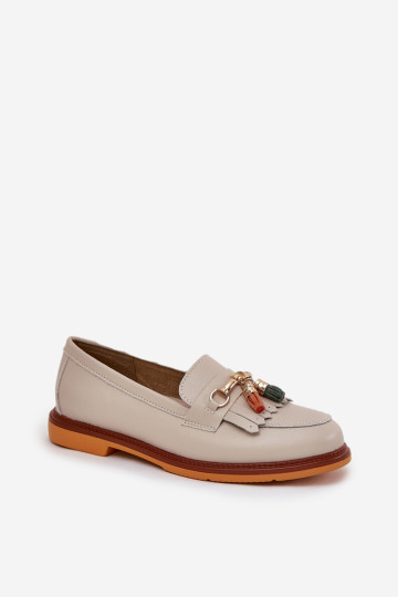 Odiniai Elegant Flat Loafers S.Barski LR51-768 Beige 2
