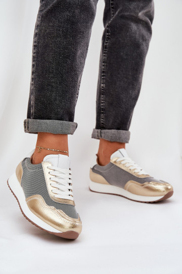 Odiniai sportiniai bateliai Moteriški sportbačiai D&A LR51-847 Auksinė