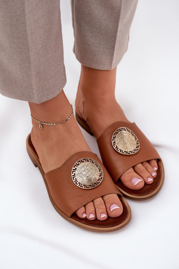 Zazoo 2938 odiniai plokšti basutės su puošmena kupranugaris