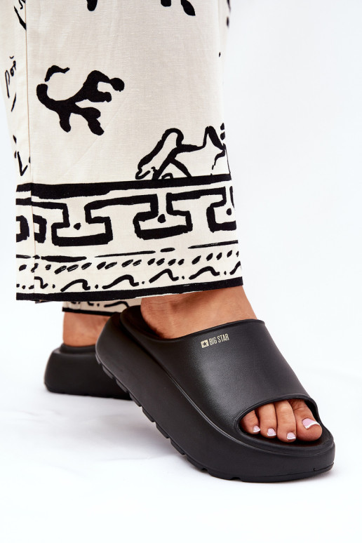 Moteriškos putplasčio šlepetės ant platformos Big Star RR274A567 Juoda