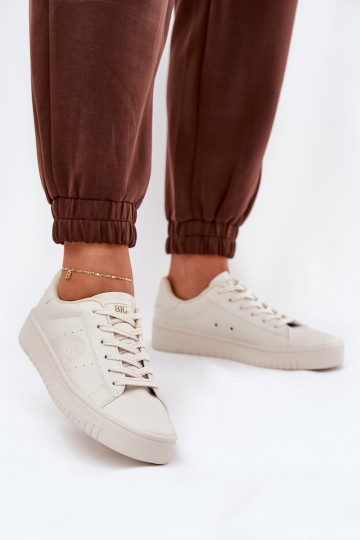 Žemi moteriški sportbačiai, pagaminti iš ekologiškos odos Big Star NN274578 Beige