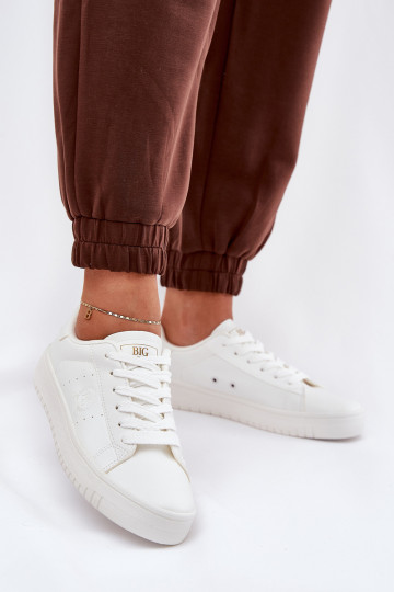 Žemi moteriški sportbačiai, pagaminti iš ekologiškos odos Big Star NN274577 balti