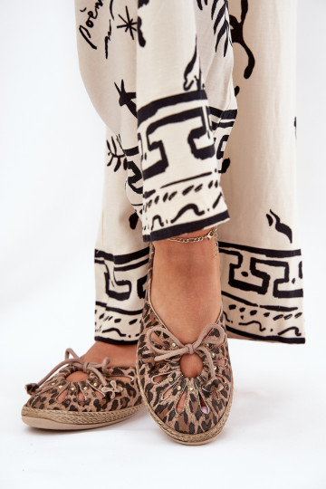 Zazoo 10179 Rudos Natūralios odos Leopard Plokščias Balerinos