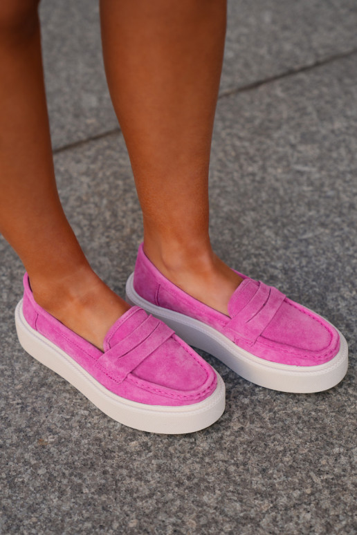 Moteriški zomšiniai mokasinai ant platformos Vinceza 79535 Fuchsia