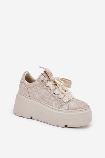 CheBello 4658 auksiniai odiniai platforminiai sportbačiai 2