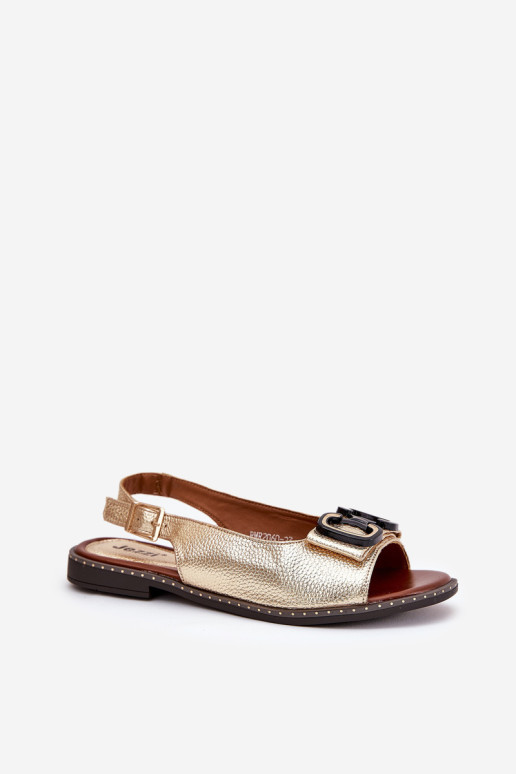 Plokšti sandalai su puošmena Eco Leather Gold Lilria
