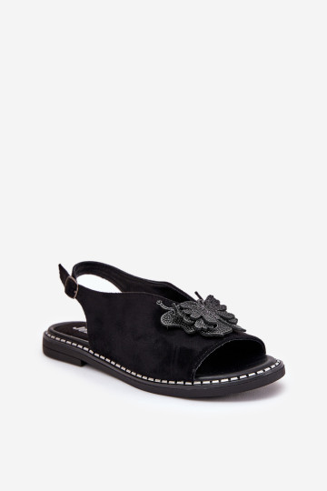 Moteriškos plokščios basutės su puošmena Juoda Setorina 2