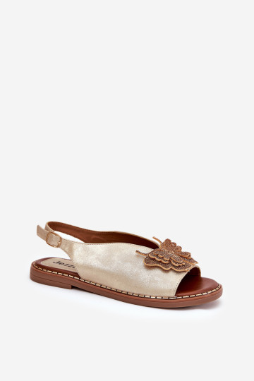 Moteriškos plokščios basutės su puošmena Gold Setorina 2