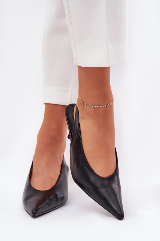 Open Heel Stiletto Eco Leather Black Aricandia