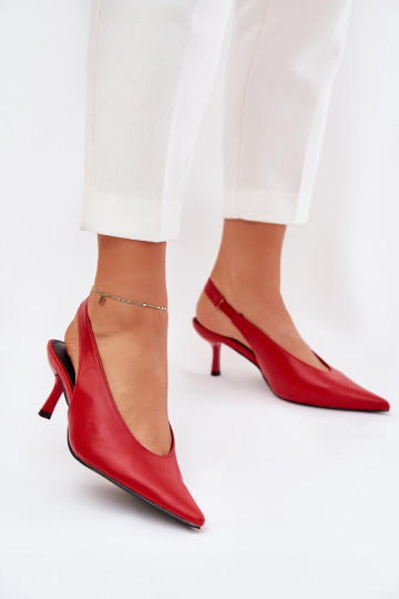Open Heel Stiletto Eco Leather Red Aricandia