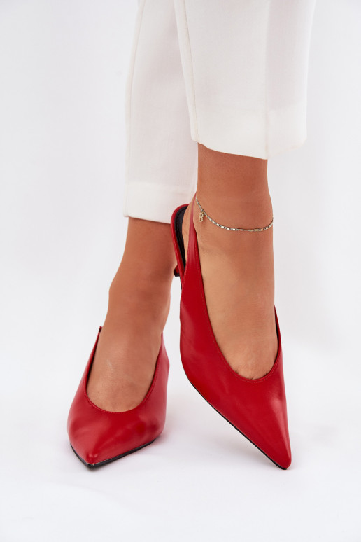 Open Heel Stiletto Eco Leather Red Aricandia