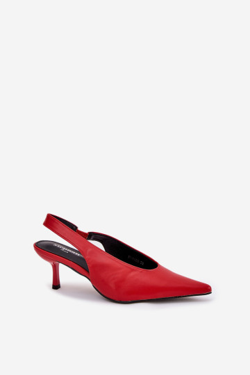 Open Heel Stiletto Eco Leather Red Aricandia