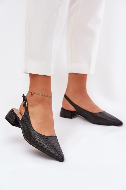 Moteriškos pintos basutės su švelniais kulnais, juodos spalvos Jorela